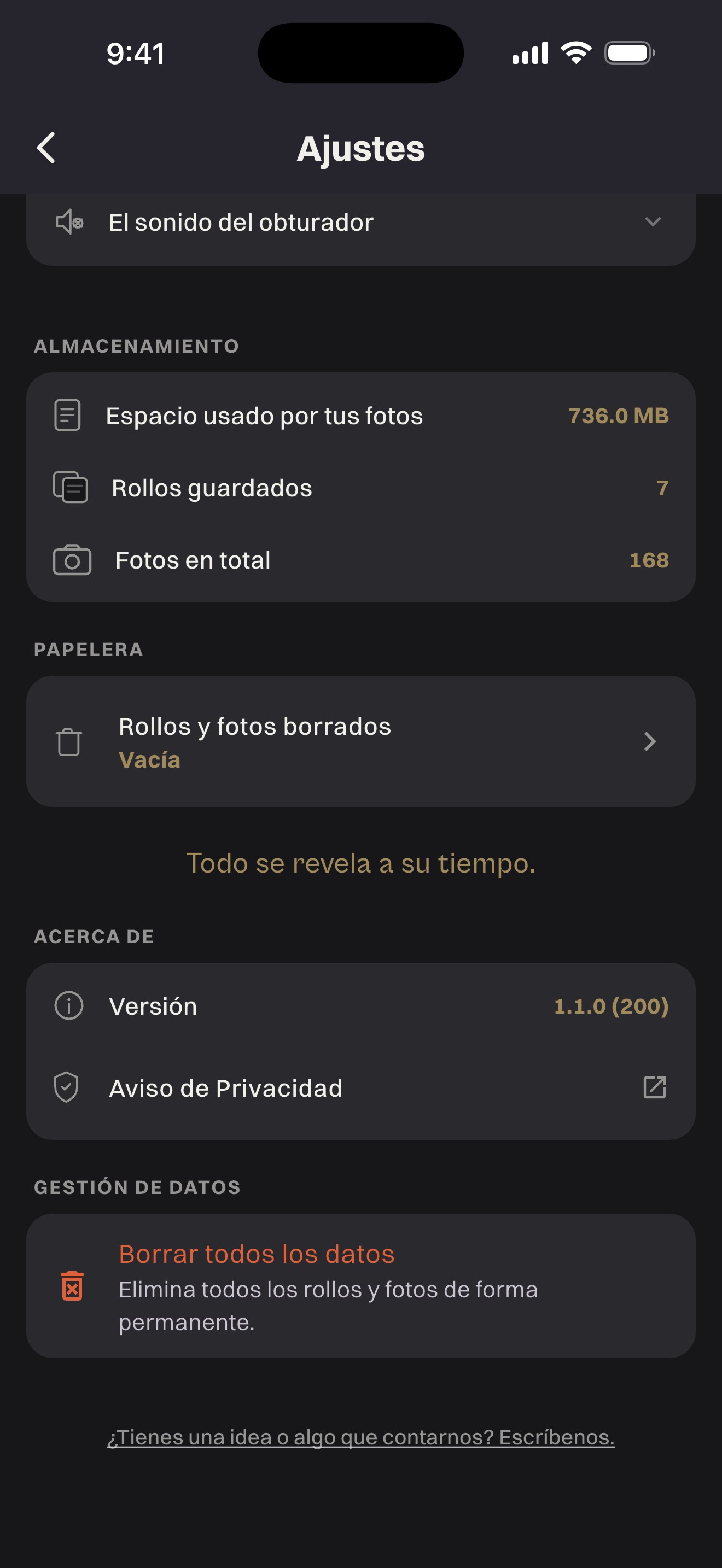 Ajustes de WorthWait: disparo silencioso, almacenamiento y papelera