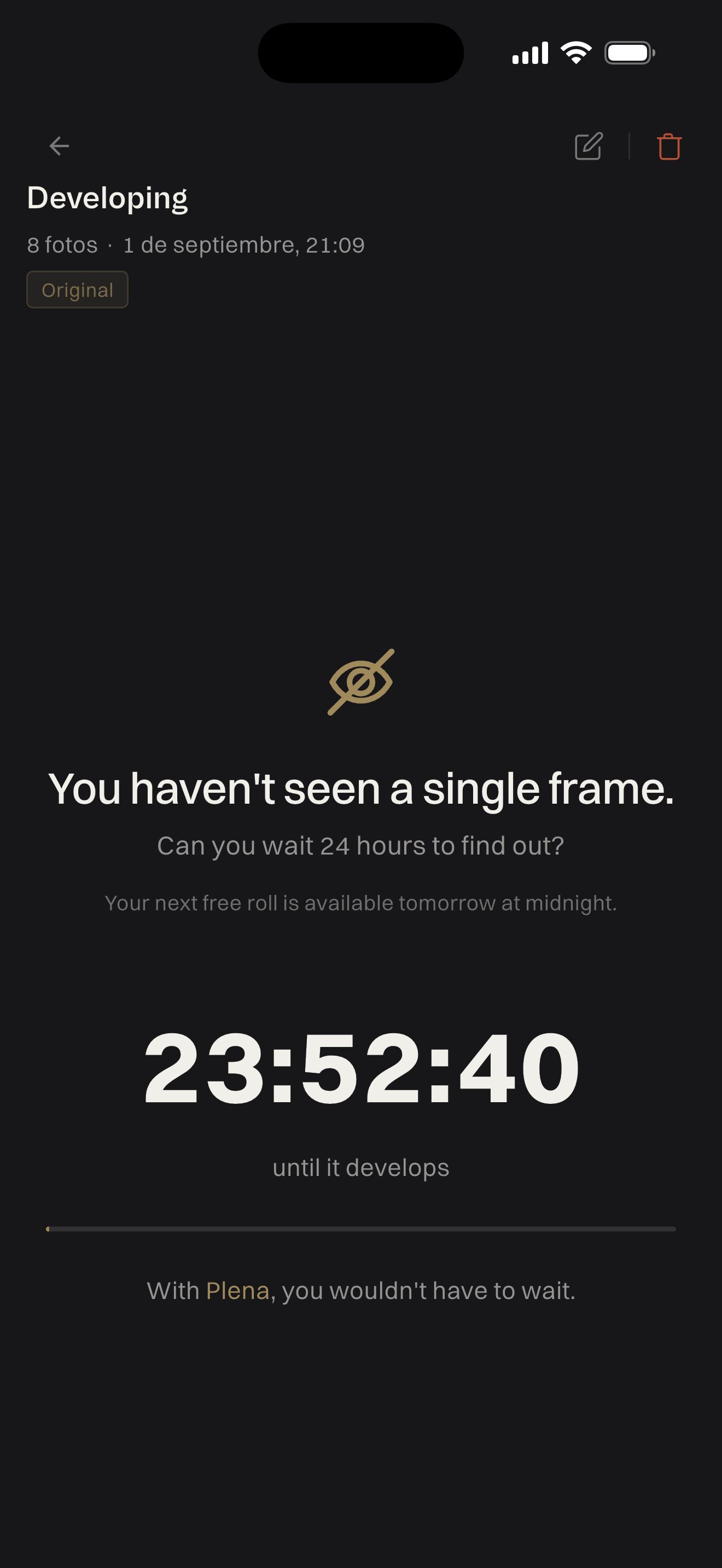 The roll develops 24 hours later